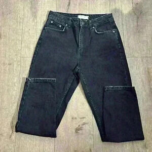 Free People We the Free Black High Rise Straight Leg Jeans Size 28